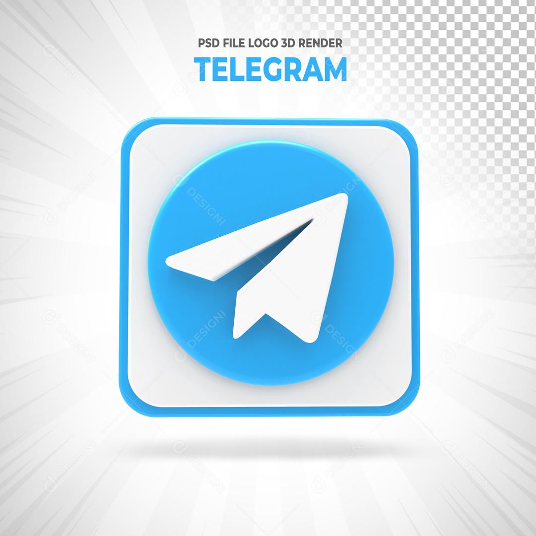 ícone Telegram Elemento 3D Para Composição PSD