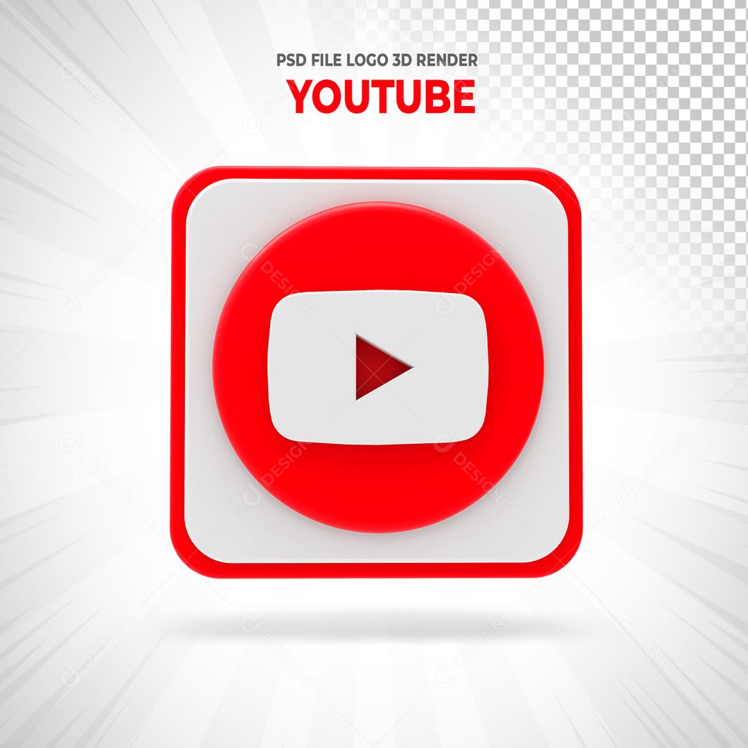 ícone Youtube Elemento 3D Para Composição PSD