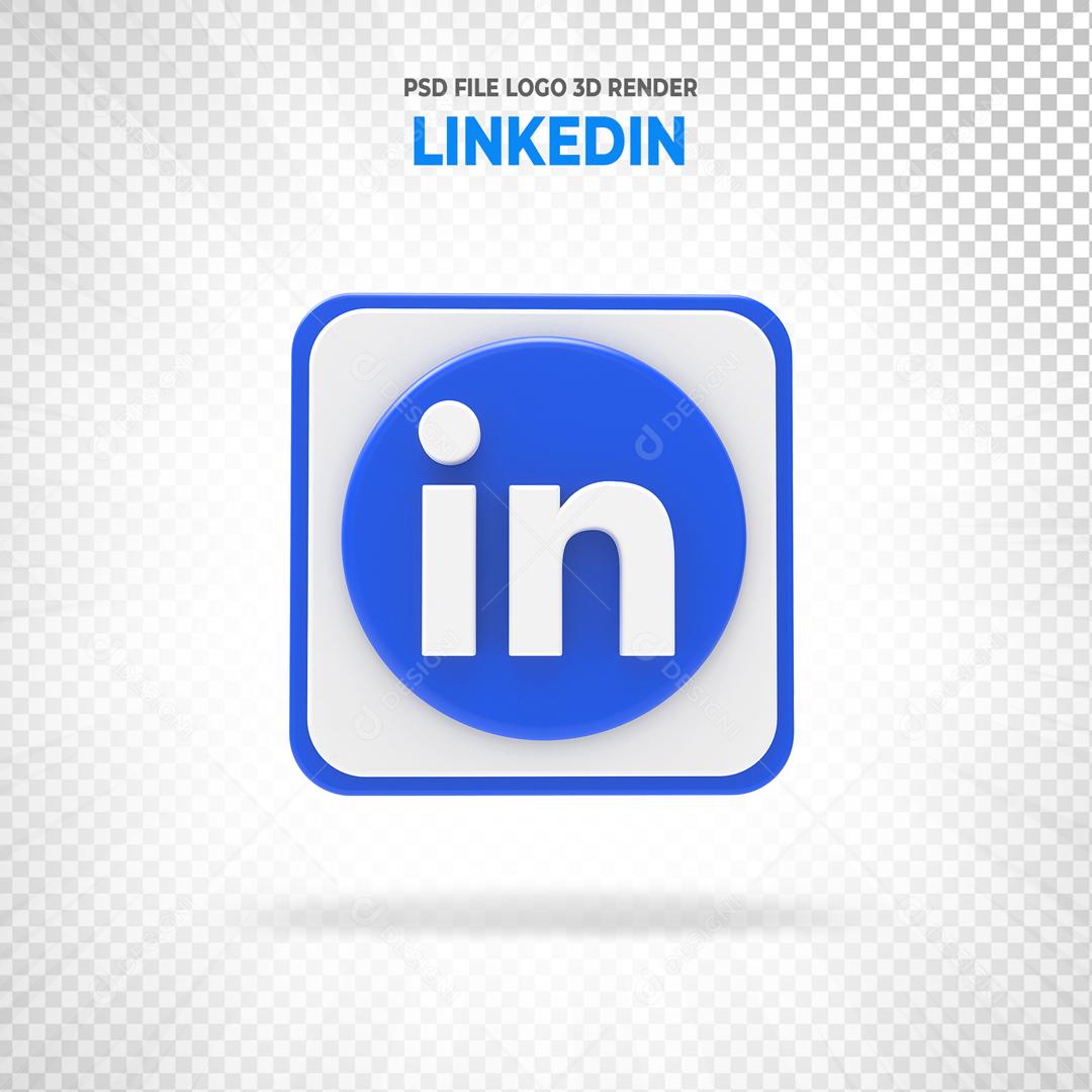 ícone Linkedin Elemento 3D Para Composição PSD