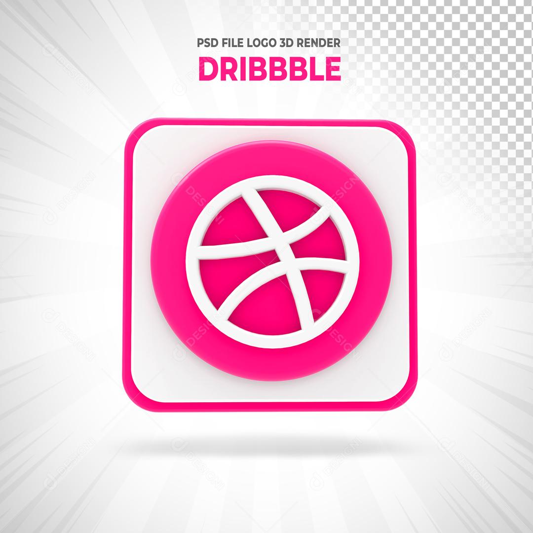 ícone Dribbble Elemento 3D Para Composição PSD