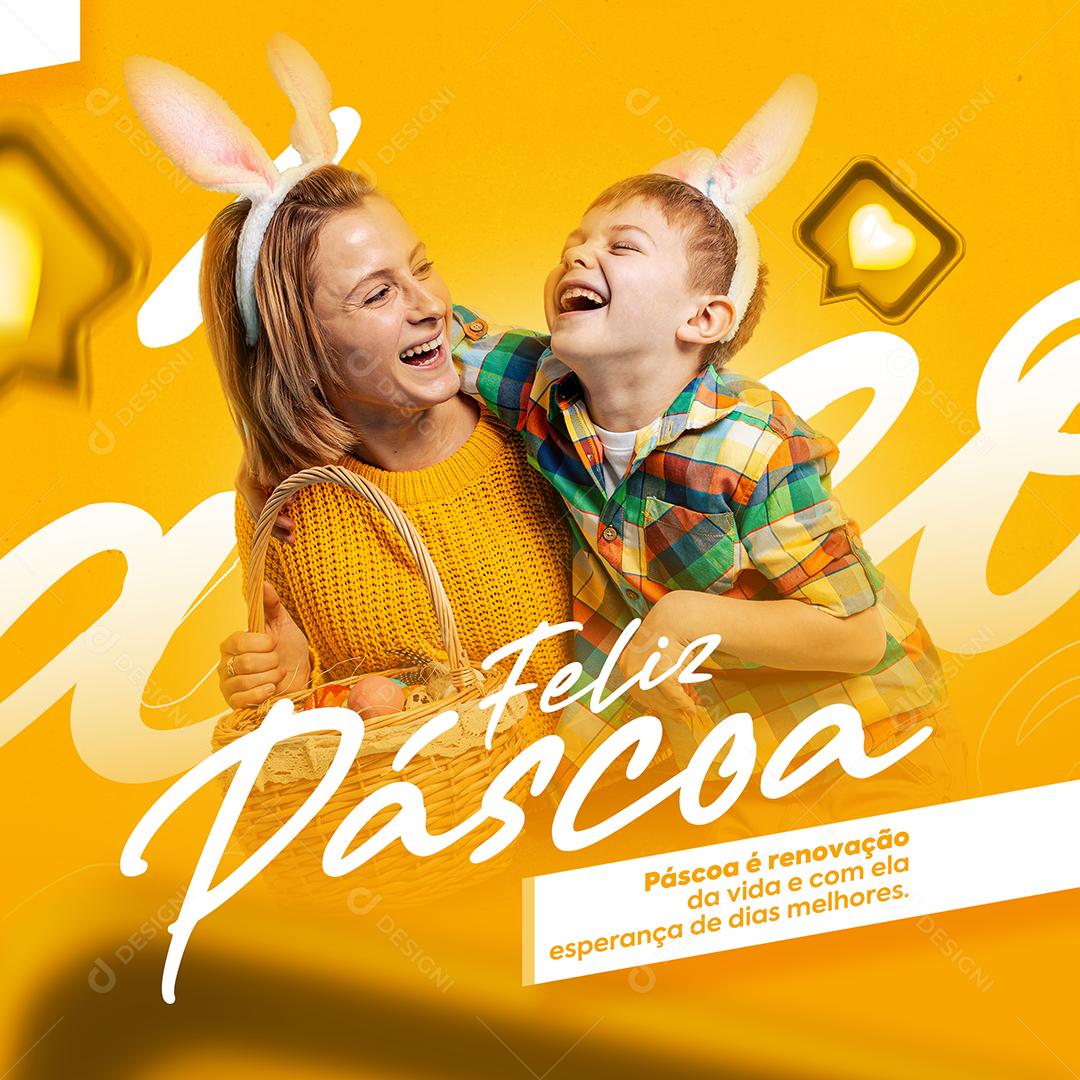 Social Media Feliz Páscoa Renovação da vida Loja PSD Editável