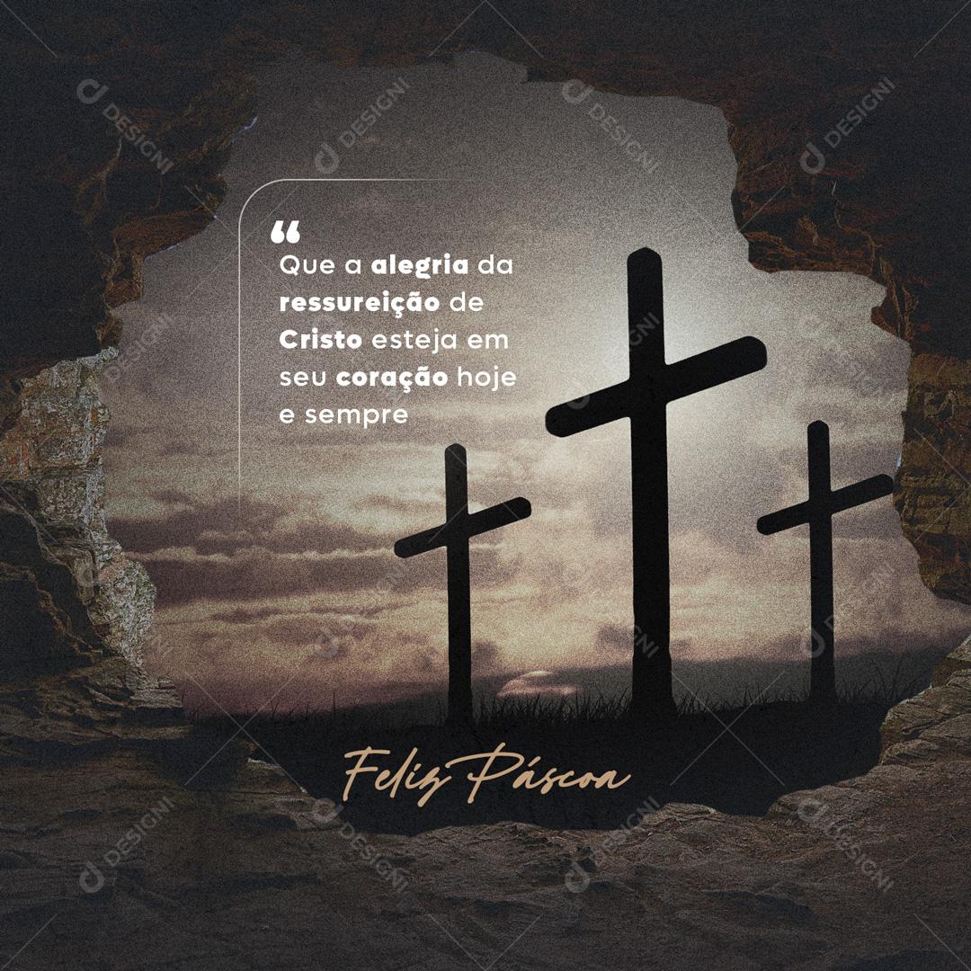 Social Media Que a Alegria da Ressureição de Cristo esteja em Seu Coração PSD Editável