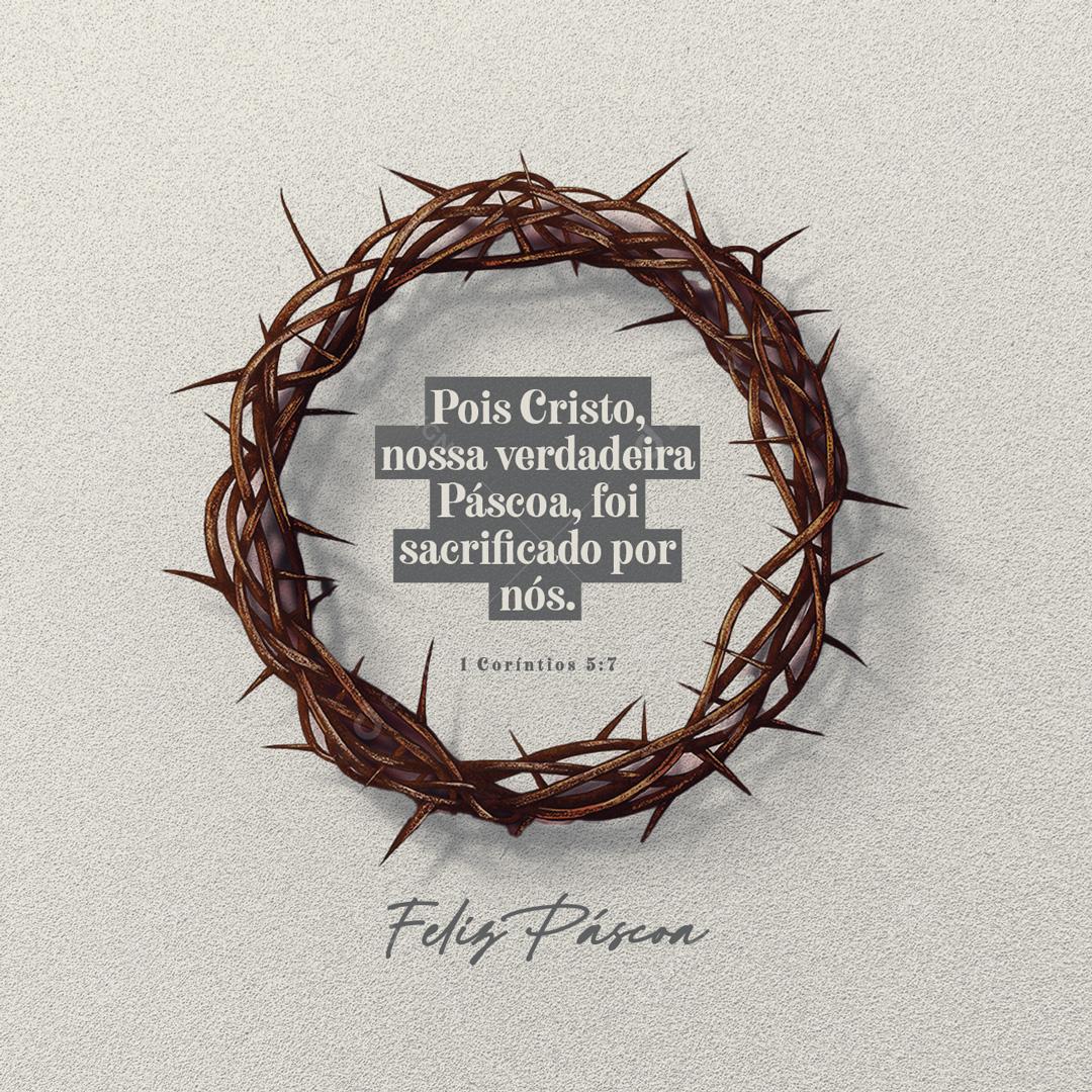 Social Media Pois Cristo nossa Verdadeira Páscoa Foi Sacrificado por Nós PSD Editável