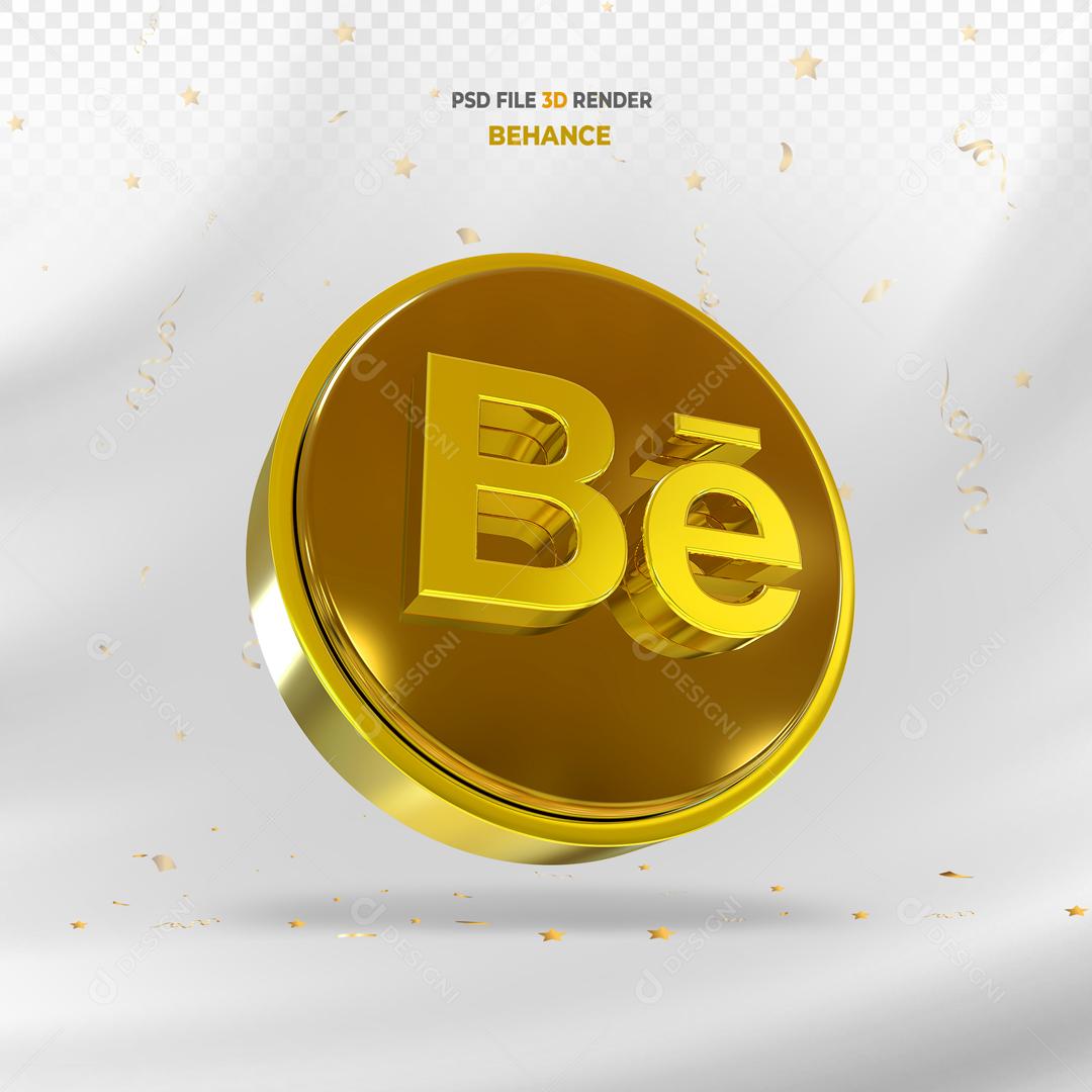 Behance 3D Dourado Elemento Para Composição PSD