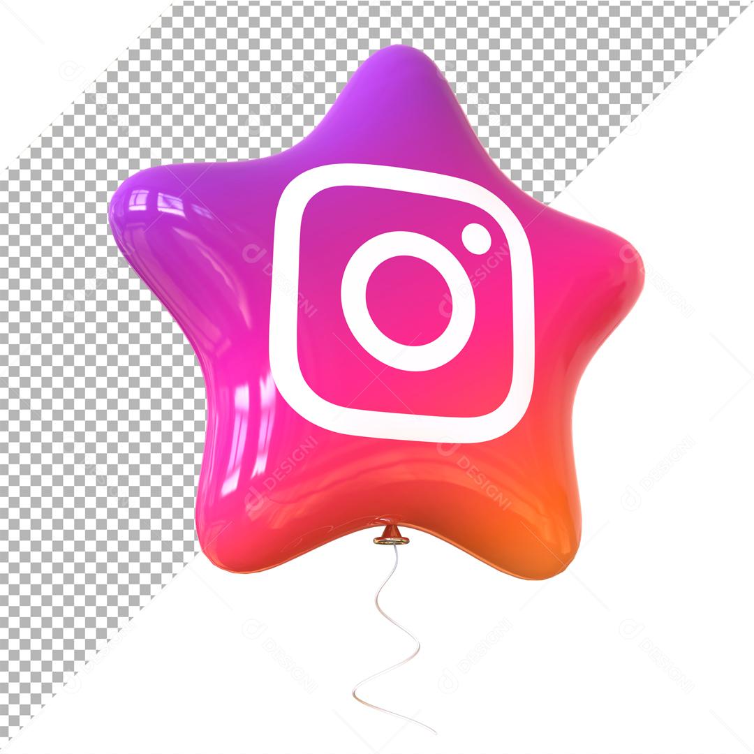 Instagram 3D Com Formato de Estrela Elemento Para Composição PSD