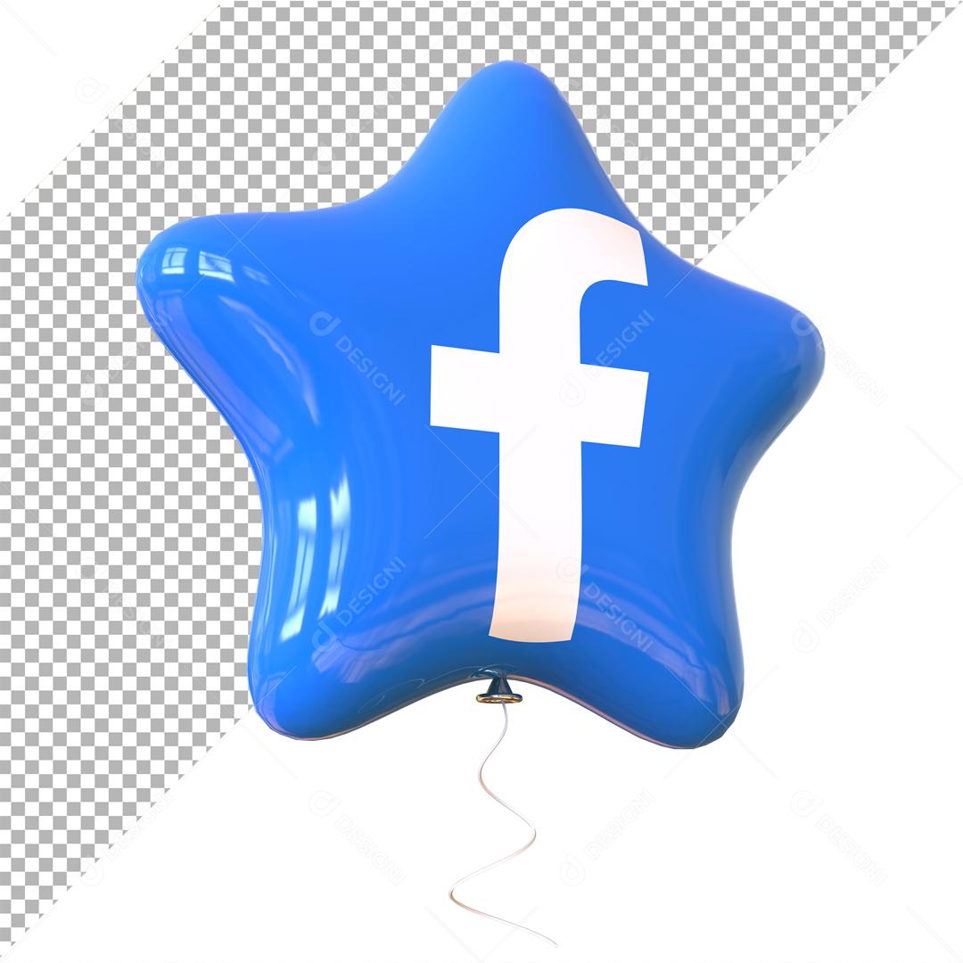Facebook 3D Com Formato de Estrela Elemento Para Composição PSD