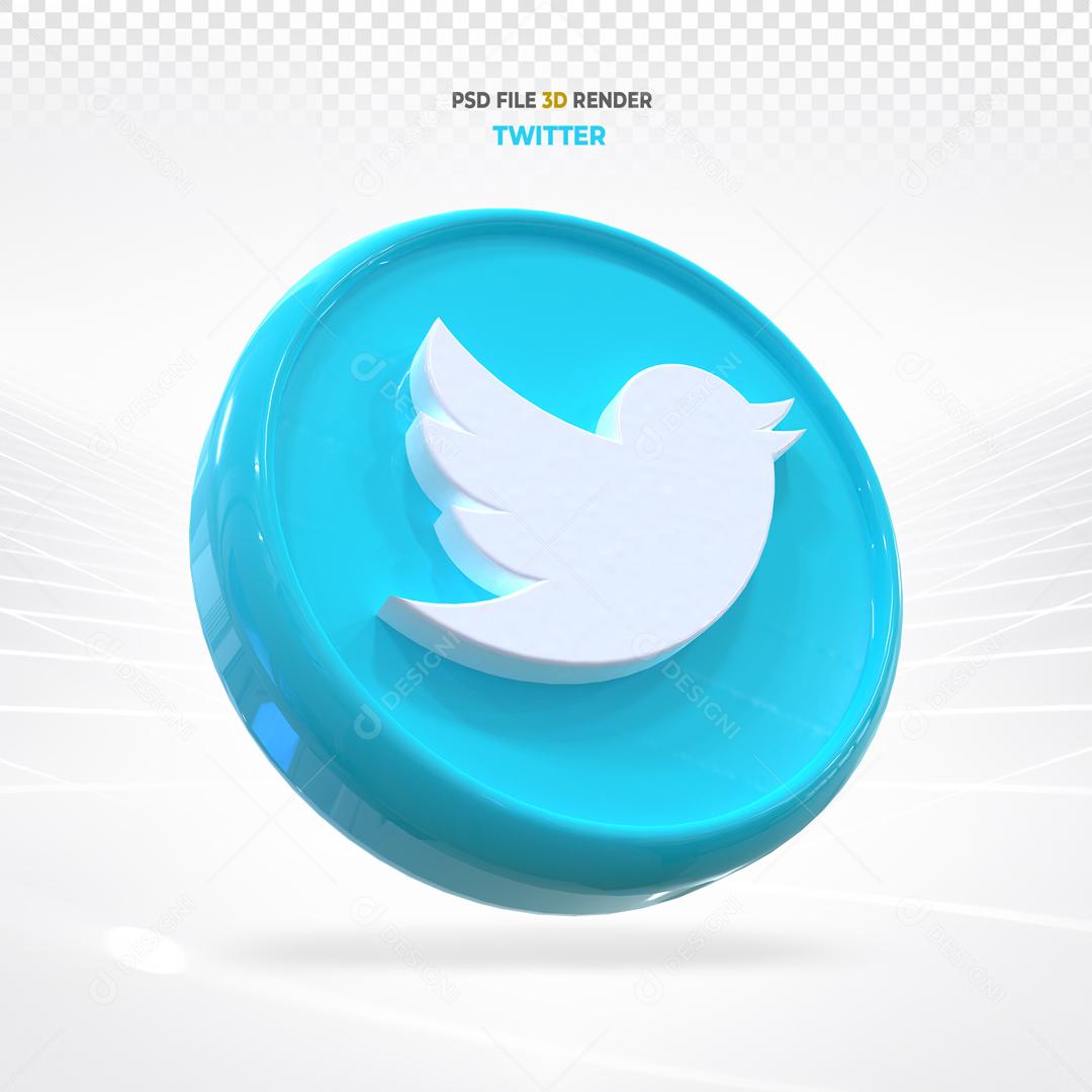 Twitter 3D Elemento Para Composição PSD