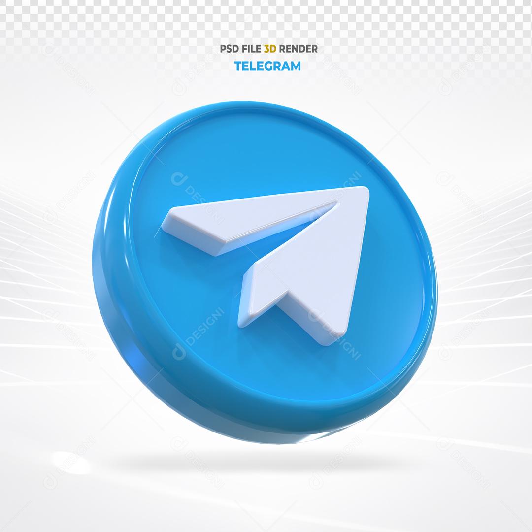 Telegram 3D Elemento Para Composição PSD