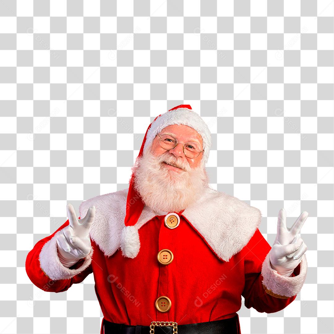 Papai Noel Feliz Natal. Paz  sinal V PNG Transparente