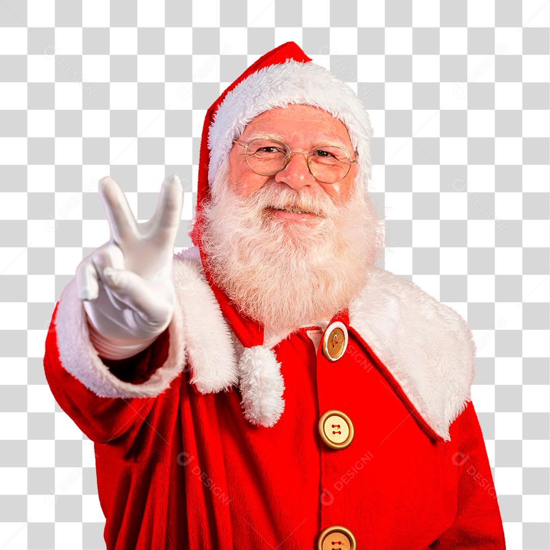 Papai Noel Feliz Natal. Paz sinal V PNG Transparente