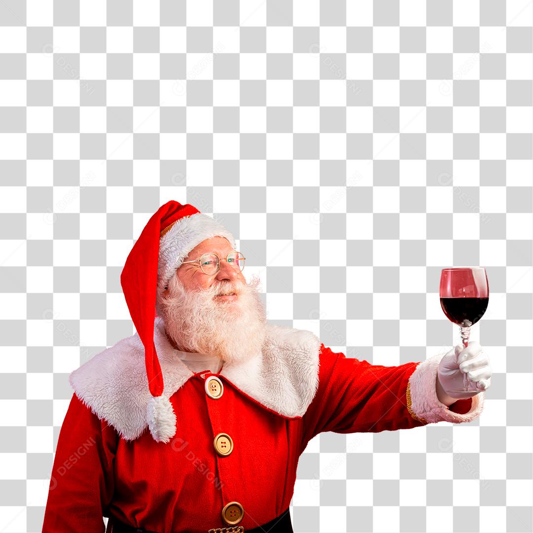 Noel segurando um copo de vinho na mão PNG Transparente