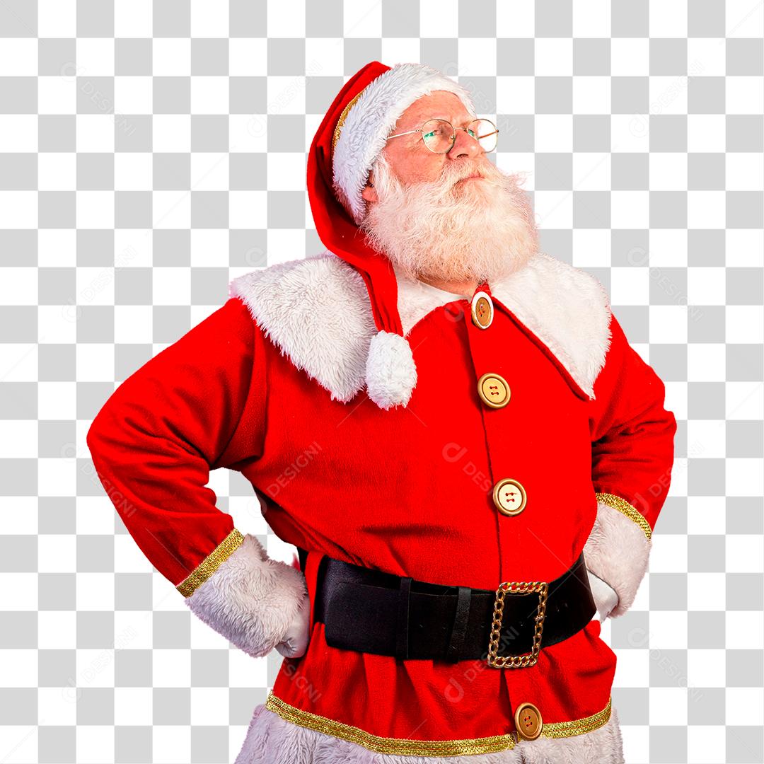 Papai Noel com as mão na cintura PNG Transparente