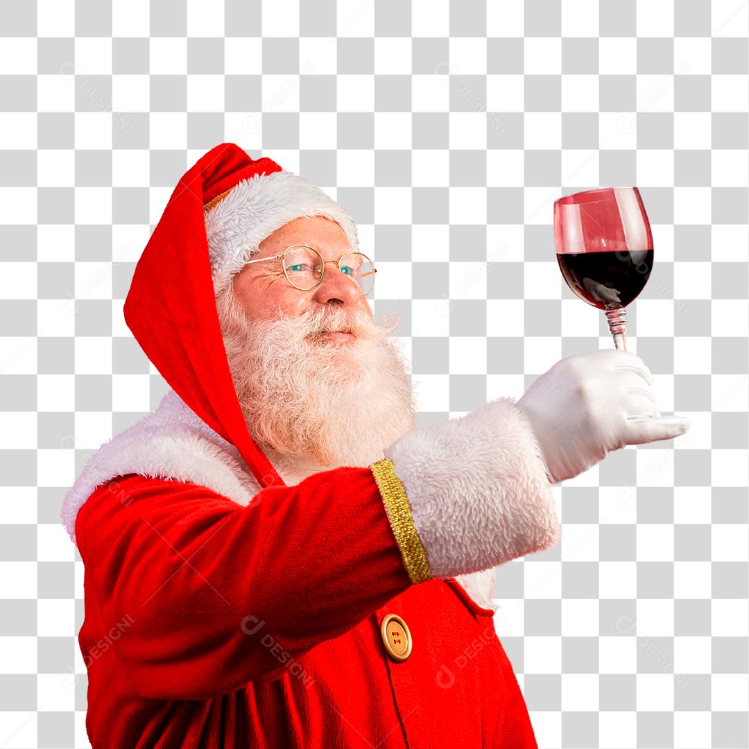 Noel segurando um copo de vinho na mão PNG Transparente