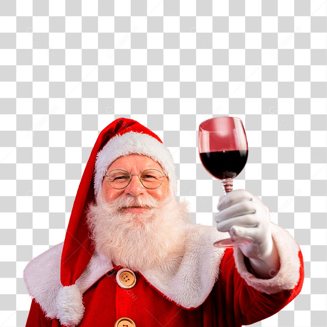 Noel segurando um copo de vinho na mão PNG Transparente