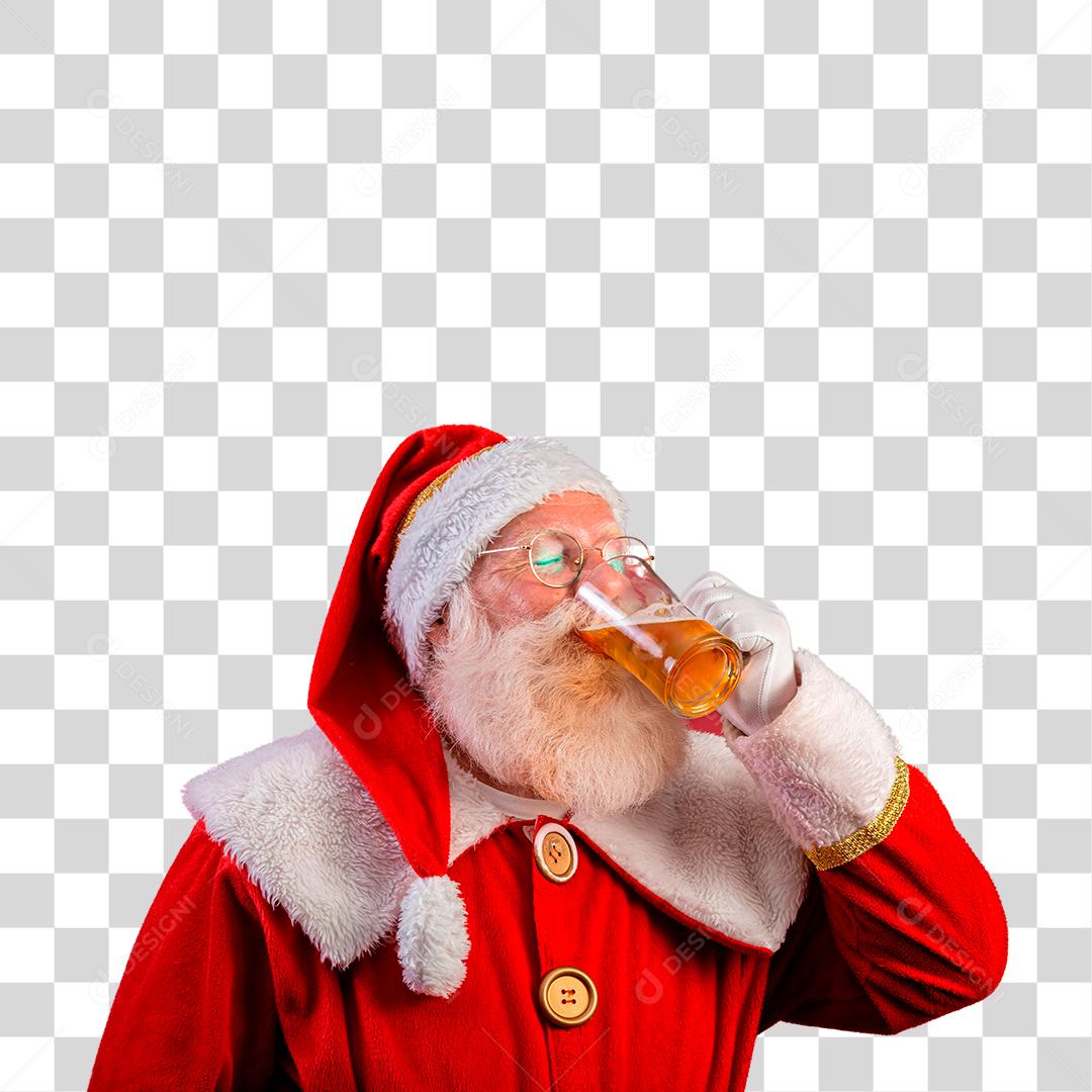 Noel bebendo um copo de cerveja PNG Transparente