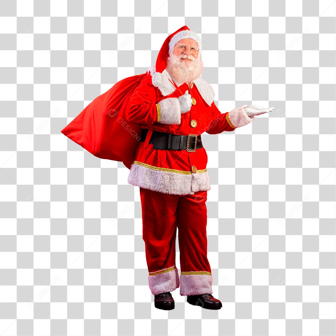 Papai Noel segurando saco de presentes PNG Transparente