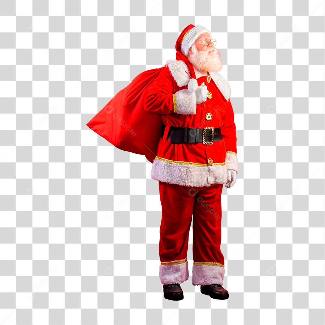 Papai Noel segurando saco de presentes PNG Transparente