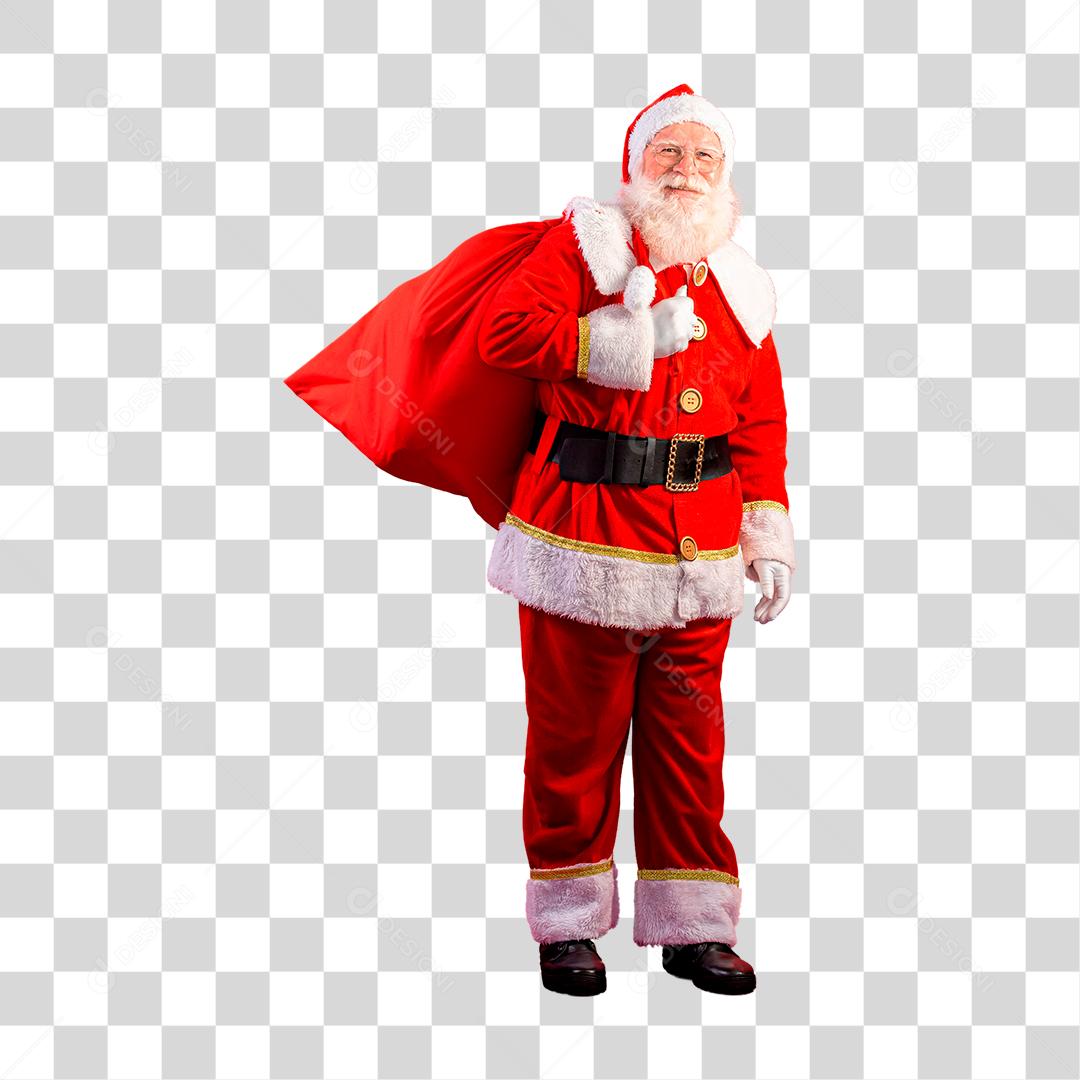 Papai Noel segurando saco de presentes PNG Transparente