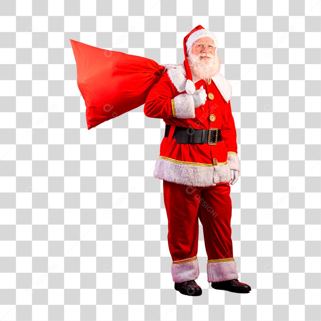 Papai Noel segurando saco de presentes PNG Transparente
