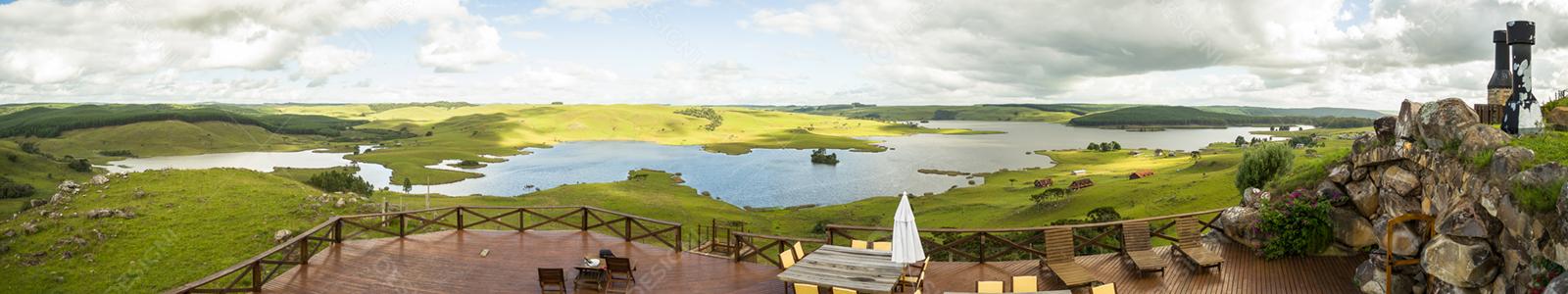 Linda vista da natureza, vista aérea da represa da Divisa, São Francisco de Paula, Rio Grande do Sul.