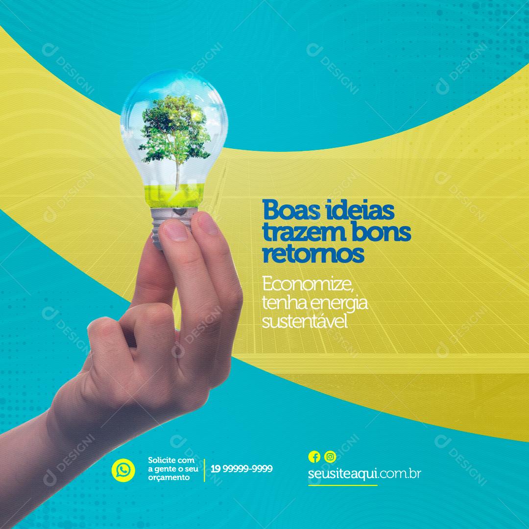 Social Media Boas ideias Trazem bons Retornos Energia Solar PSD Editável