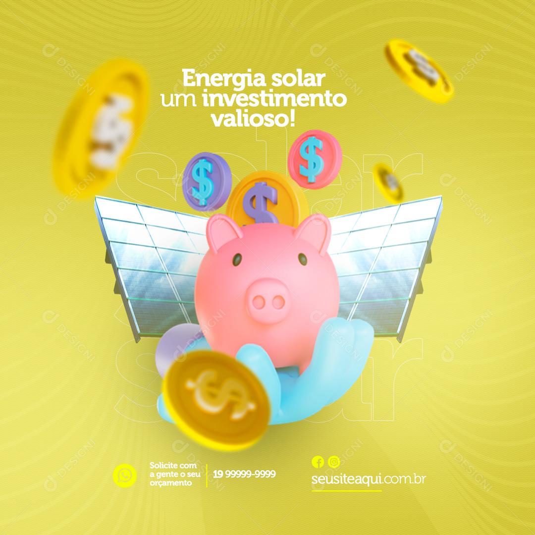 Social Media Energia Solar um Investimento Valioso PSD Editável