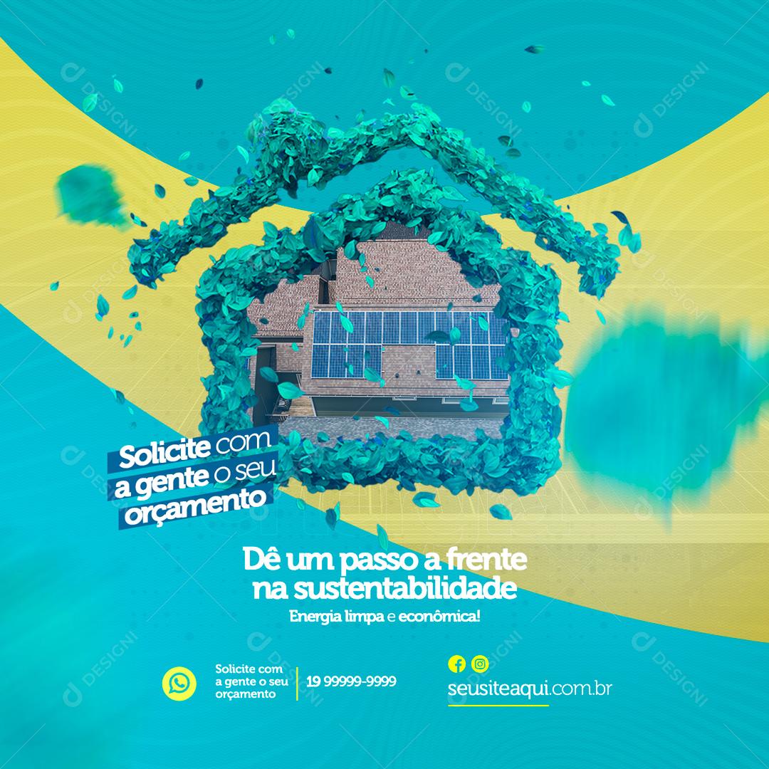 Solicite com a Gente o Seu Orçamento Energia Solar Social Media PSD Editável