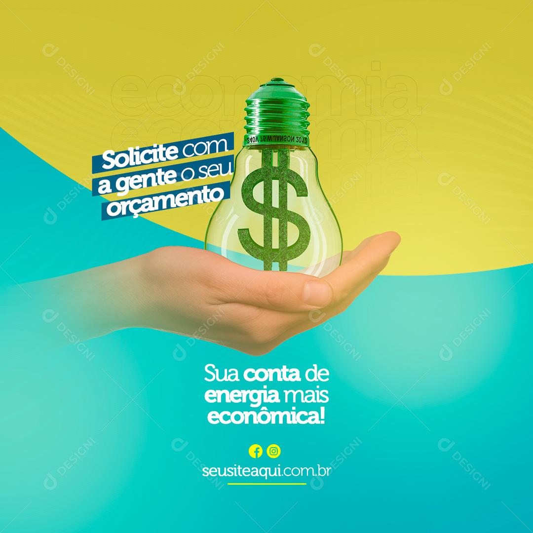 Social Media Solicite com a Gente o Seu Orçamento Energia Solar PSD Editável