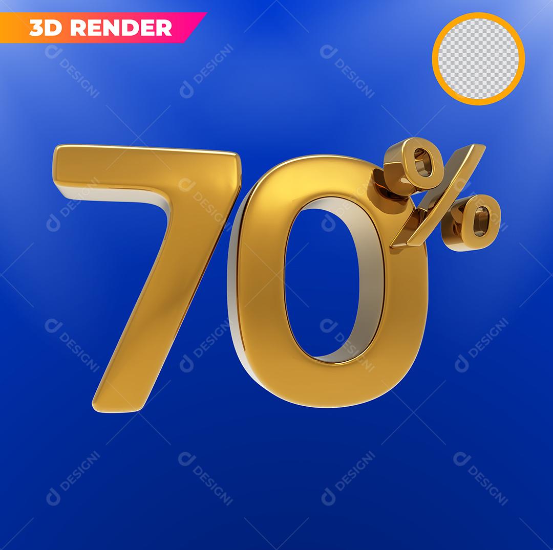 Número 3D 70% Dourado Para Composição PSD