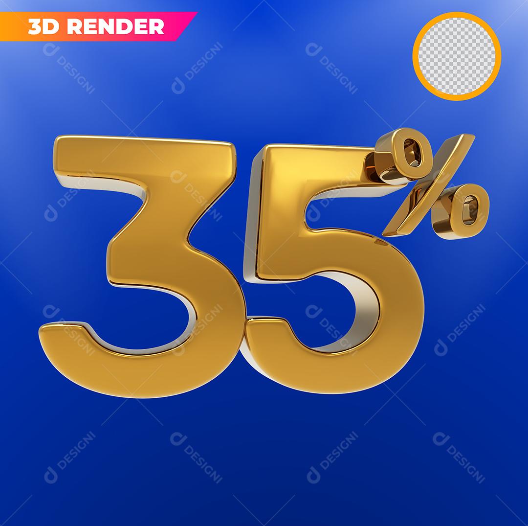 Número 3D 35% Dourado Para Composição PSD