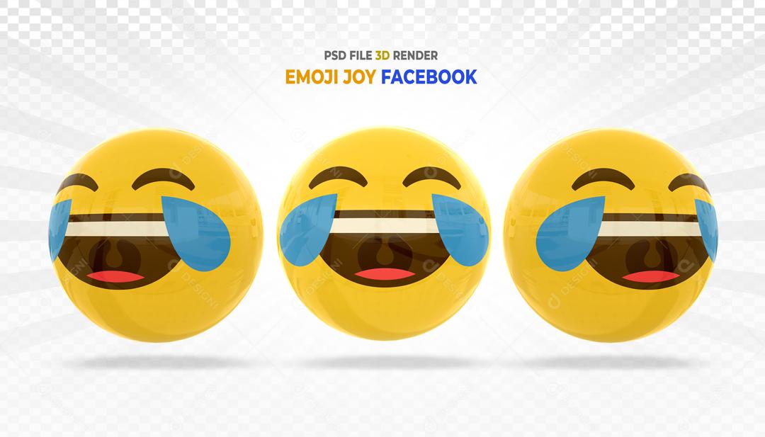 Botão de Emoji Chorando de rir Elemento 3D Para Composição PSD