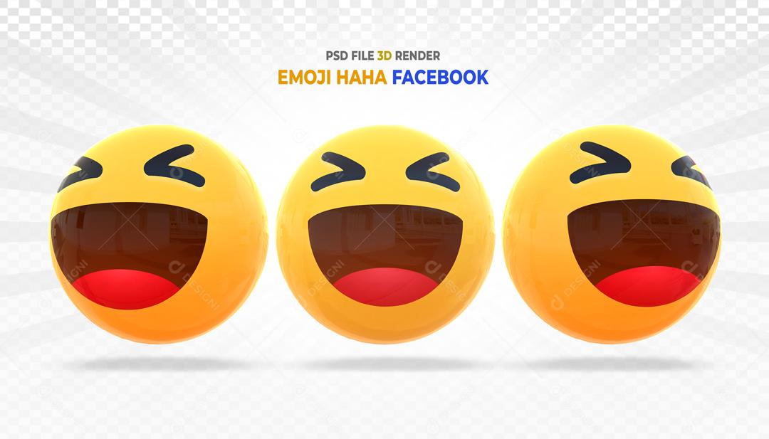 Botão de Emoji Reação Feliz Elemento 3D Para Composição PSD