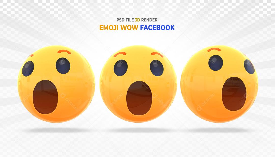Botão de Emoji Reação de Surpresa Elemento 3D Para Composição PSD