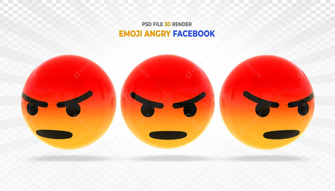 Botão de Emoji Reação de Zangado Elemento 3D Para Composição PSD