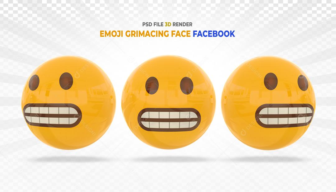 Botão de Emoji Reação de Careta Elemento 3D Para Composição PSD