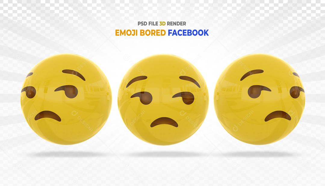 Botão de Emoji Reação Descontente Elemento 3D Para Composição PSD