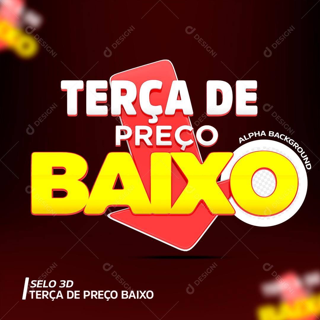 Selo 3D Para Composição Segunda de Preço Baixo PSD Editável