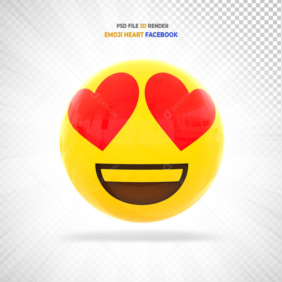 Emoji 3D Reação Apaixonado Olhos De Coração Elemento Para Composição PSD