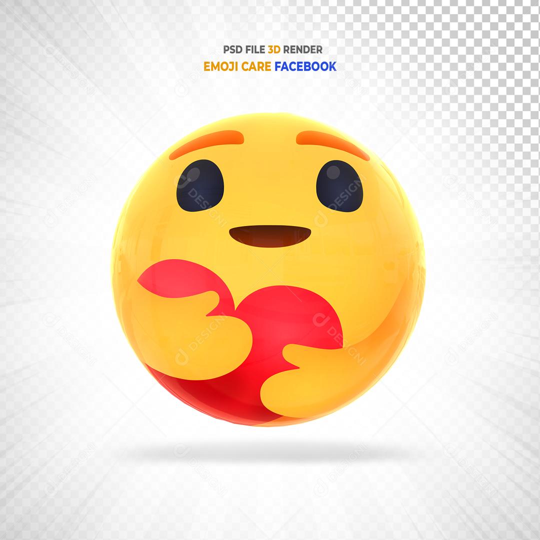 Emoji 3D Reação Feliz E Abraçando O Coração Elemento 3D Para Composição PSD