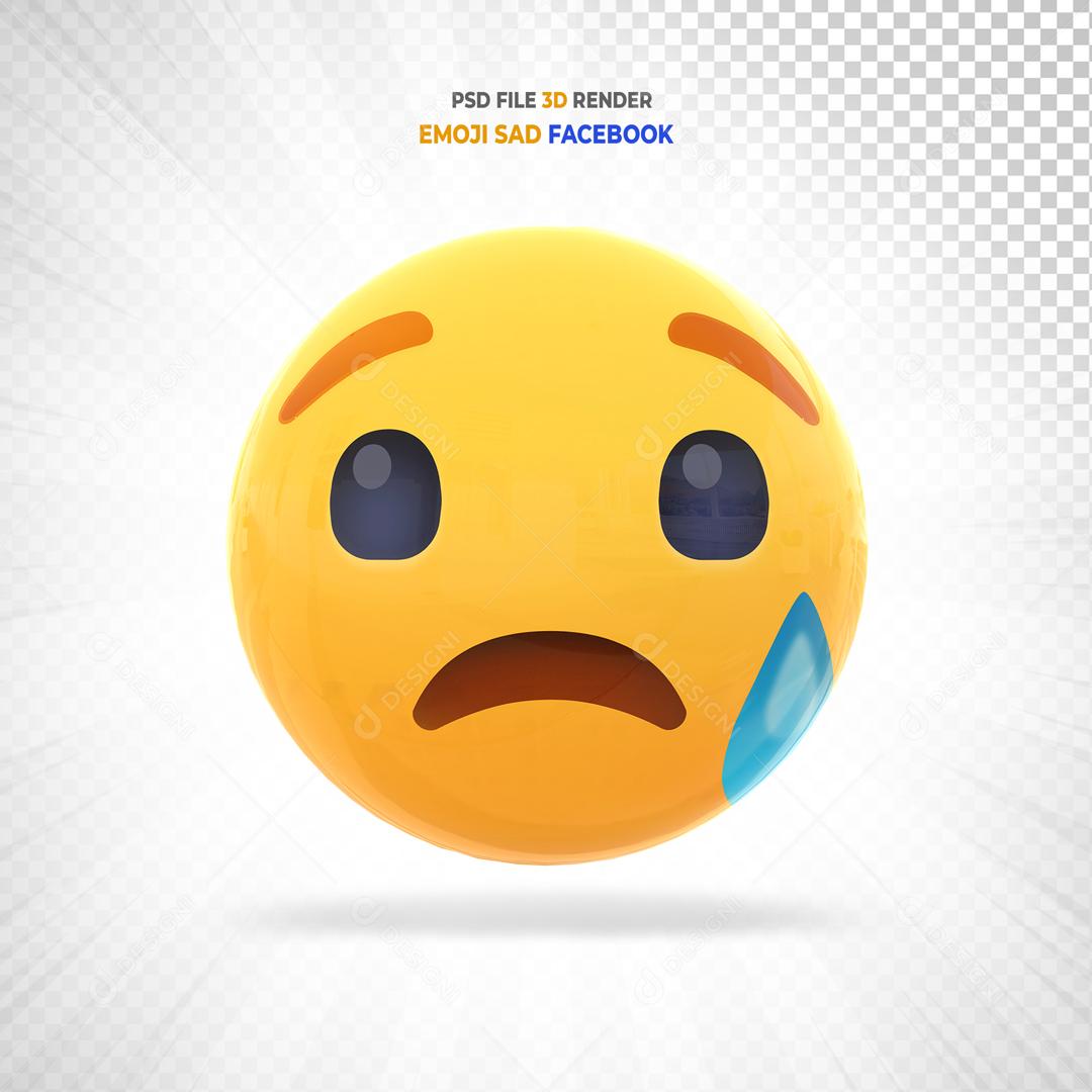 Emoji 3D Reação Triste Elemento Para Composição PSD