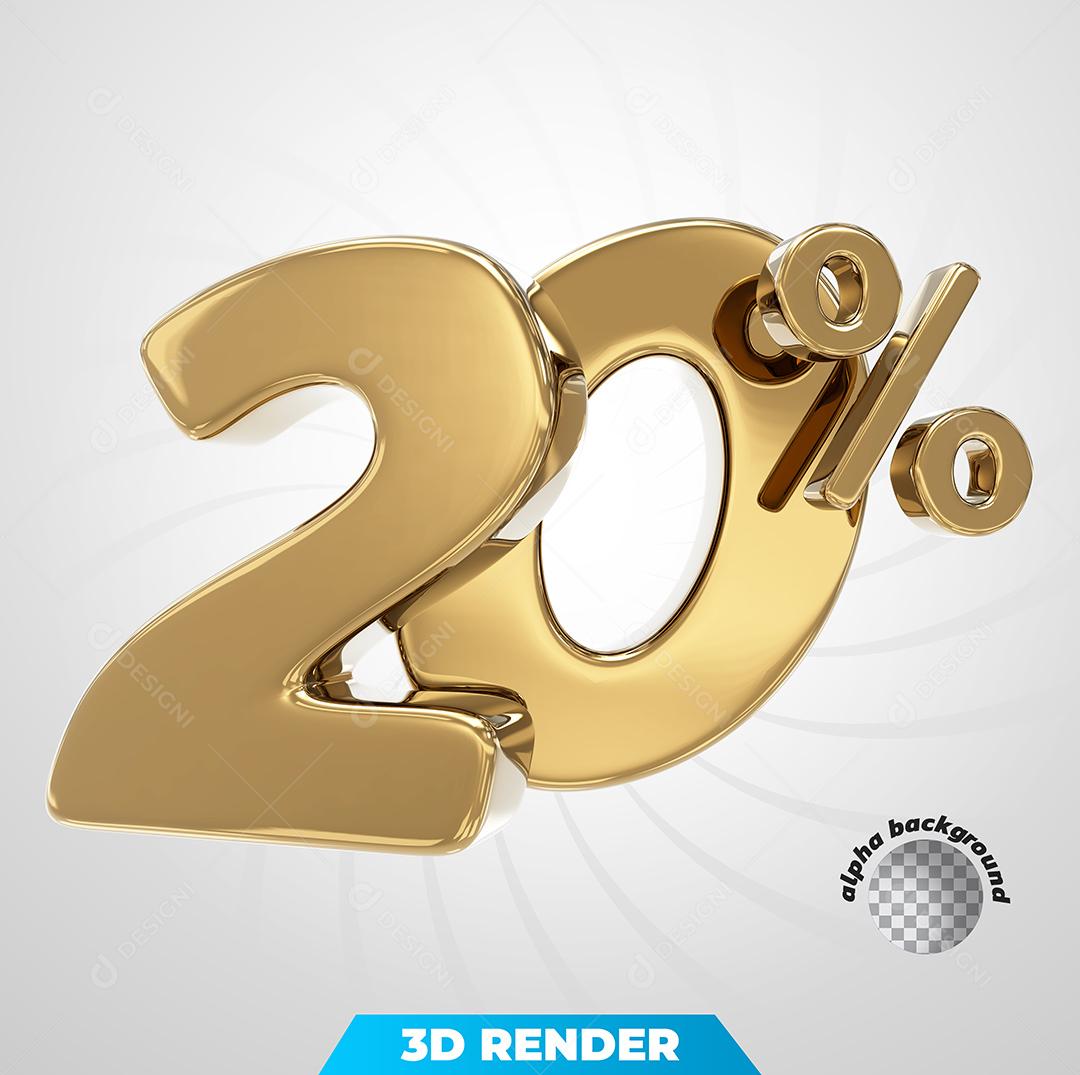 Número 3D 20% Para Composição PSD