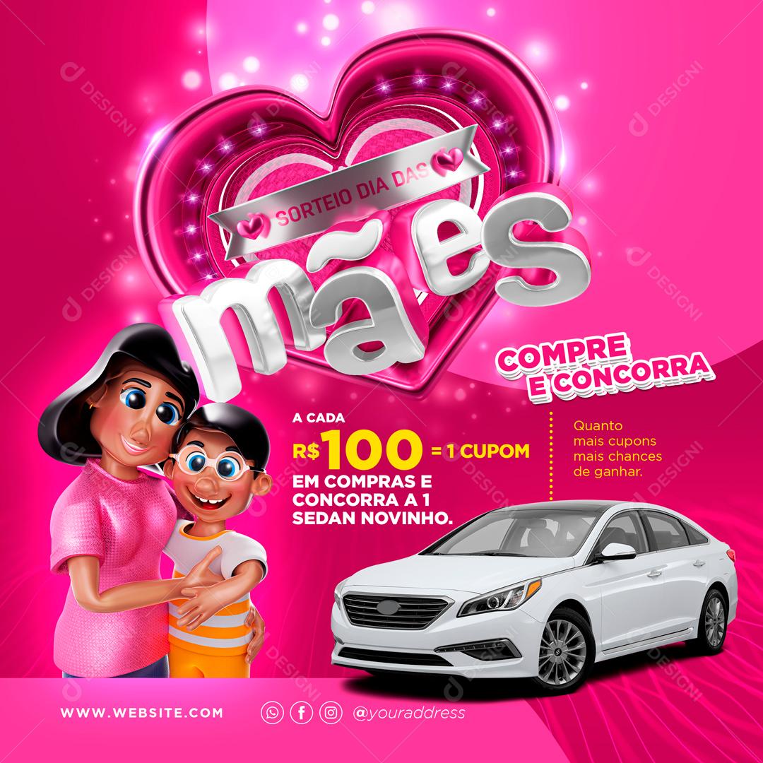 Promoção Sorteio Das Mães Compre e Concorra Social Media PSD Editável