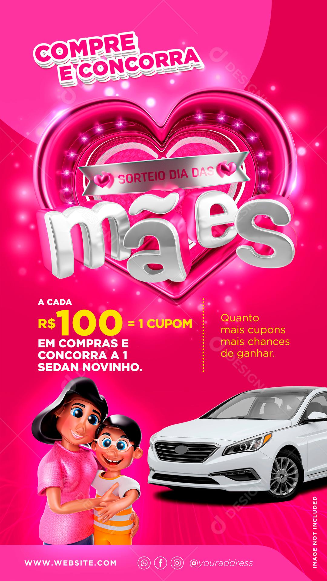 Promoção Sorteio Das Mães Compre e Concorra Social Media PSD Editável