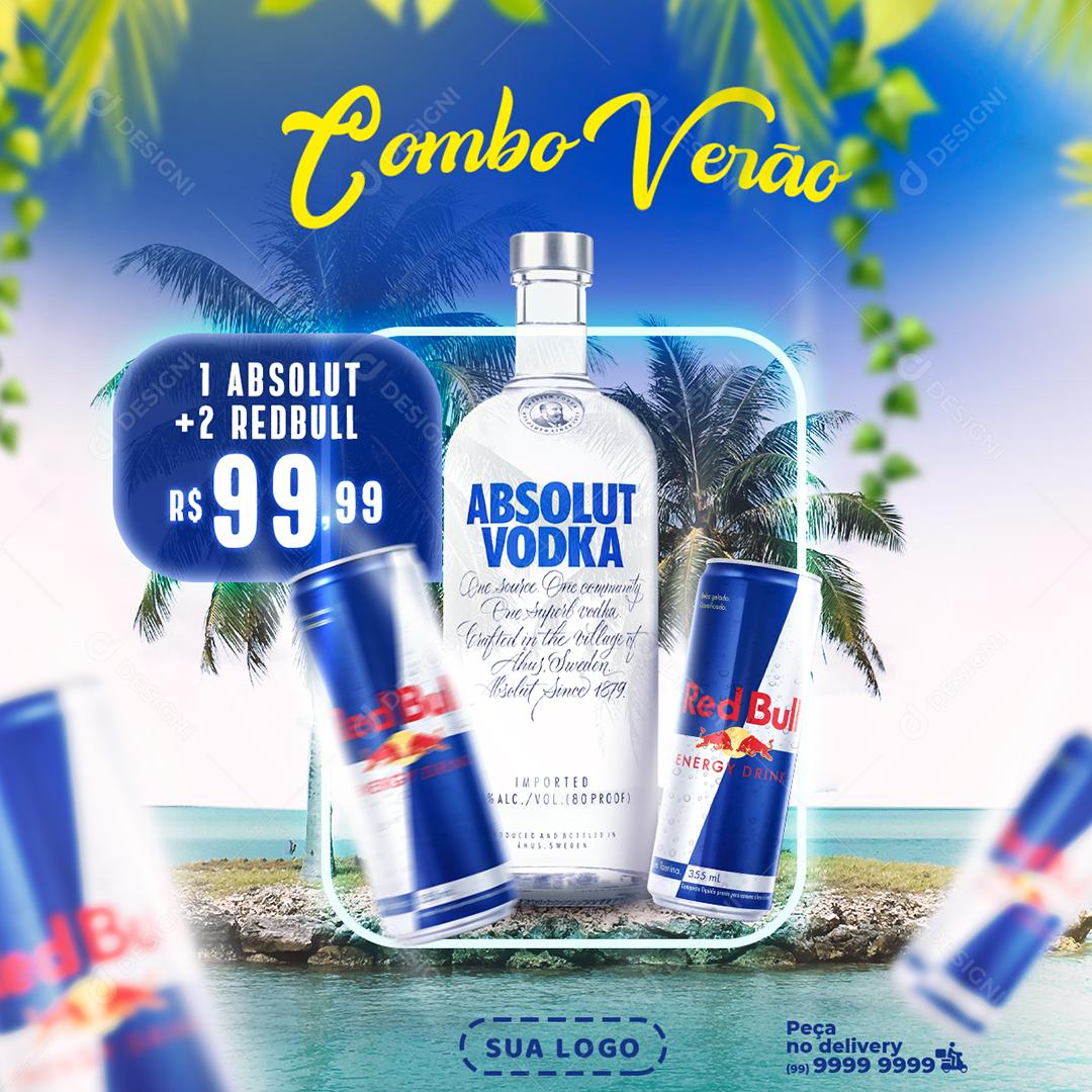Social Media Combo Verão  Absolut Vodka Red Bull Bares PSD Editável