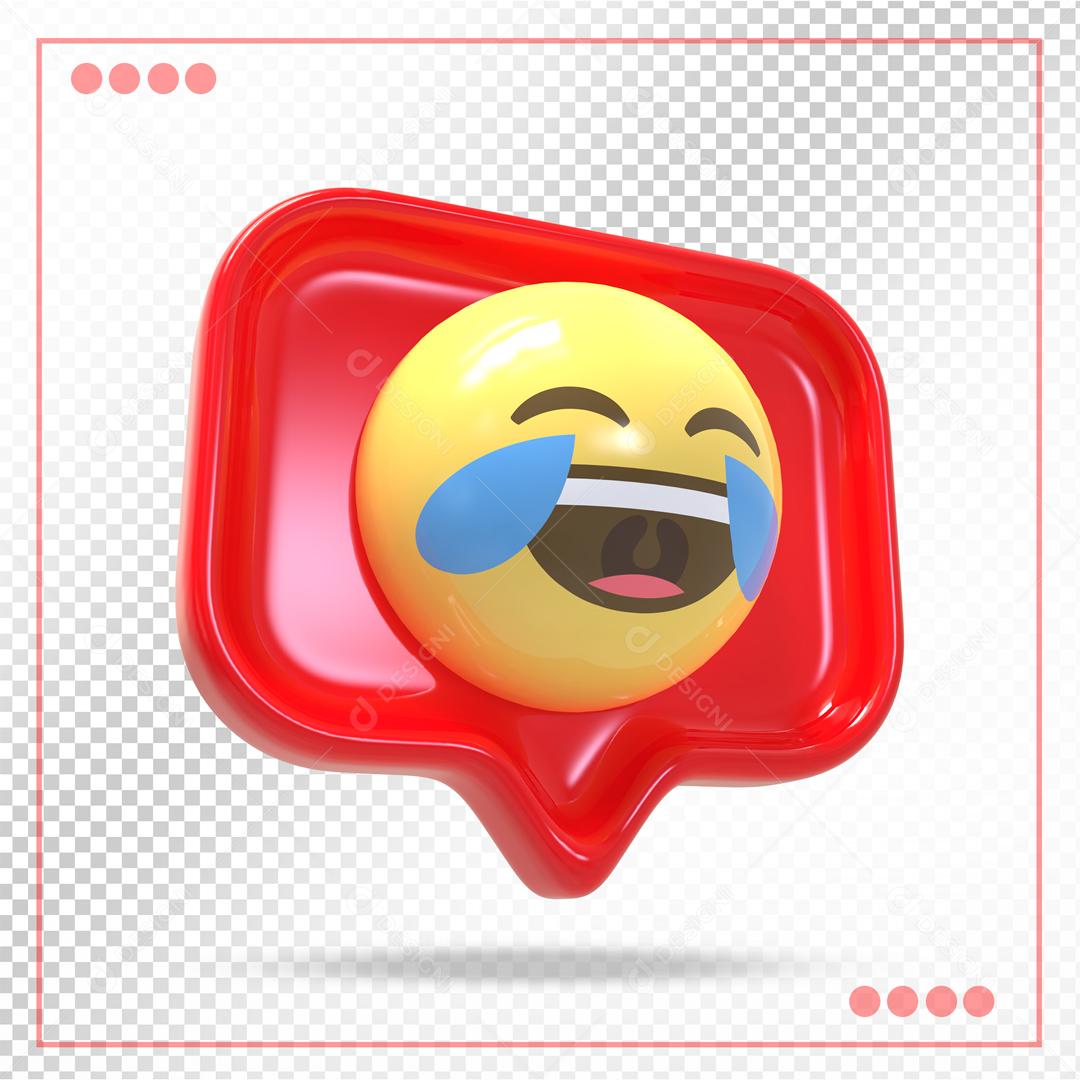 Comentario Emoji Chorando de Rir Elemento 3D Para Composição PSD