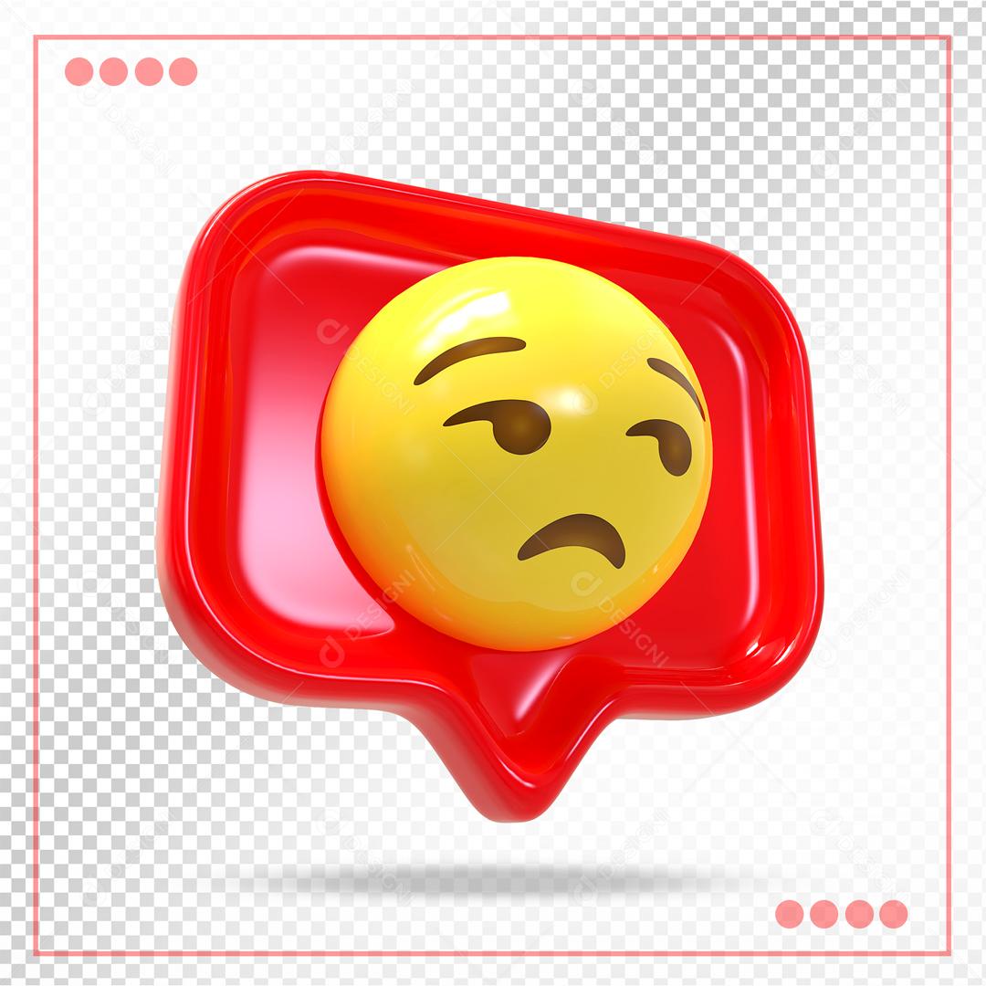 Comentario Emoji Descontente Elemento 3D Para Composição PSD