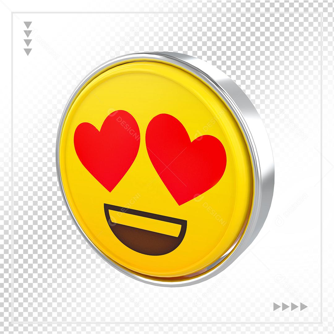 Emoji 3D Reação Apaixonado Olhos De Coração Elemento Para Composição PSD