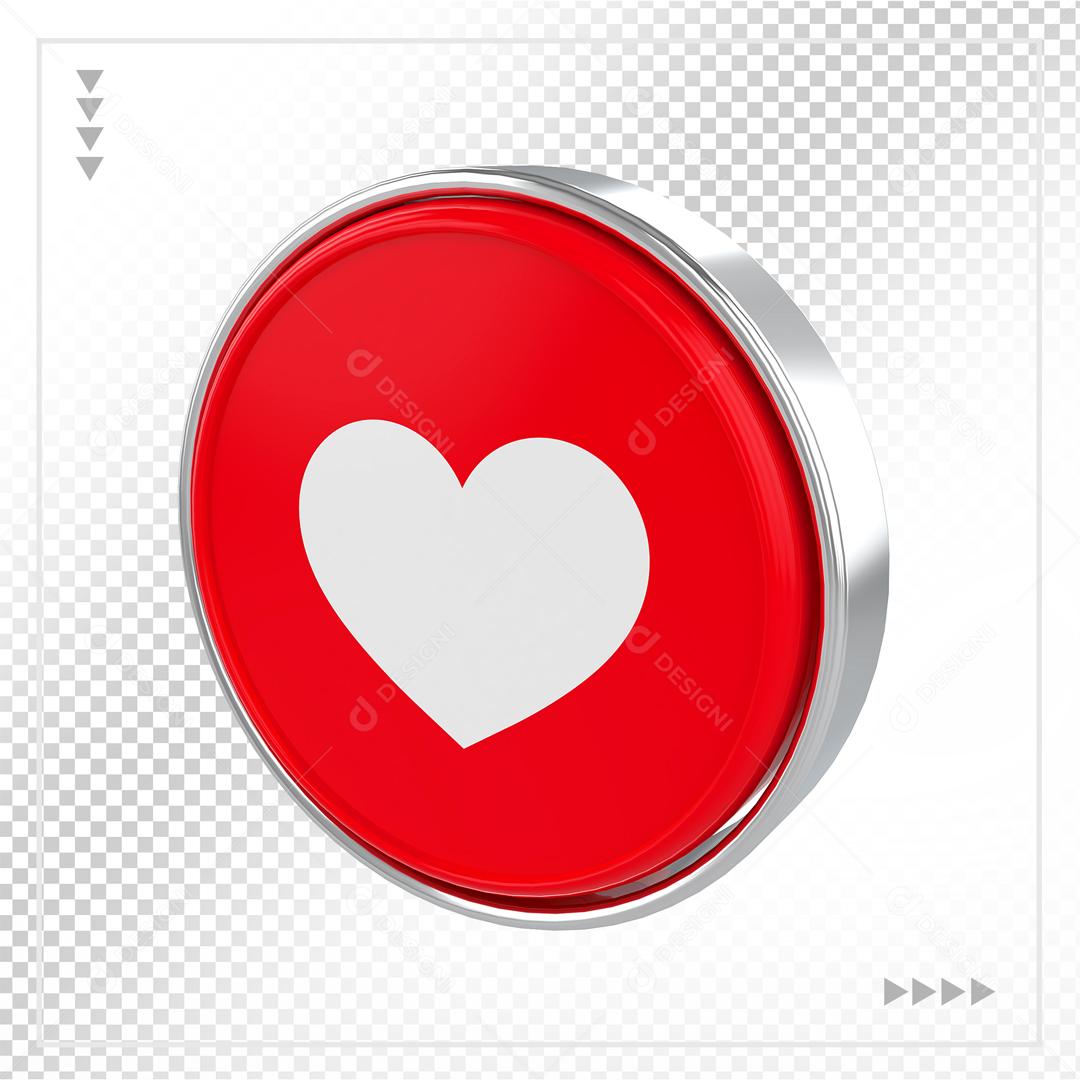 Emoji 3D Like de Coração Elemento Para Composição PSD