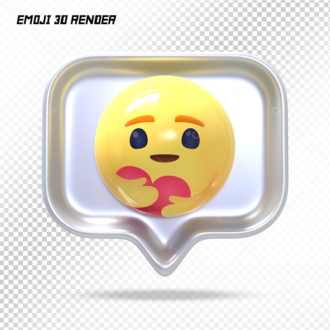 Comentario Emoji Feliz E Abraçando O Coração 3D Elemento Para Composição PSD