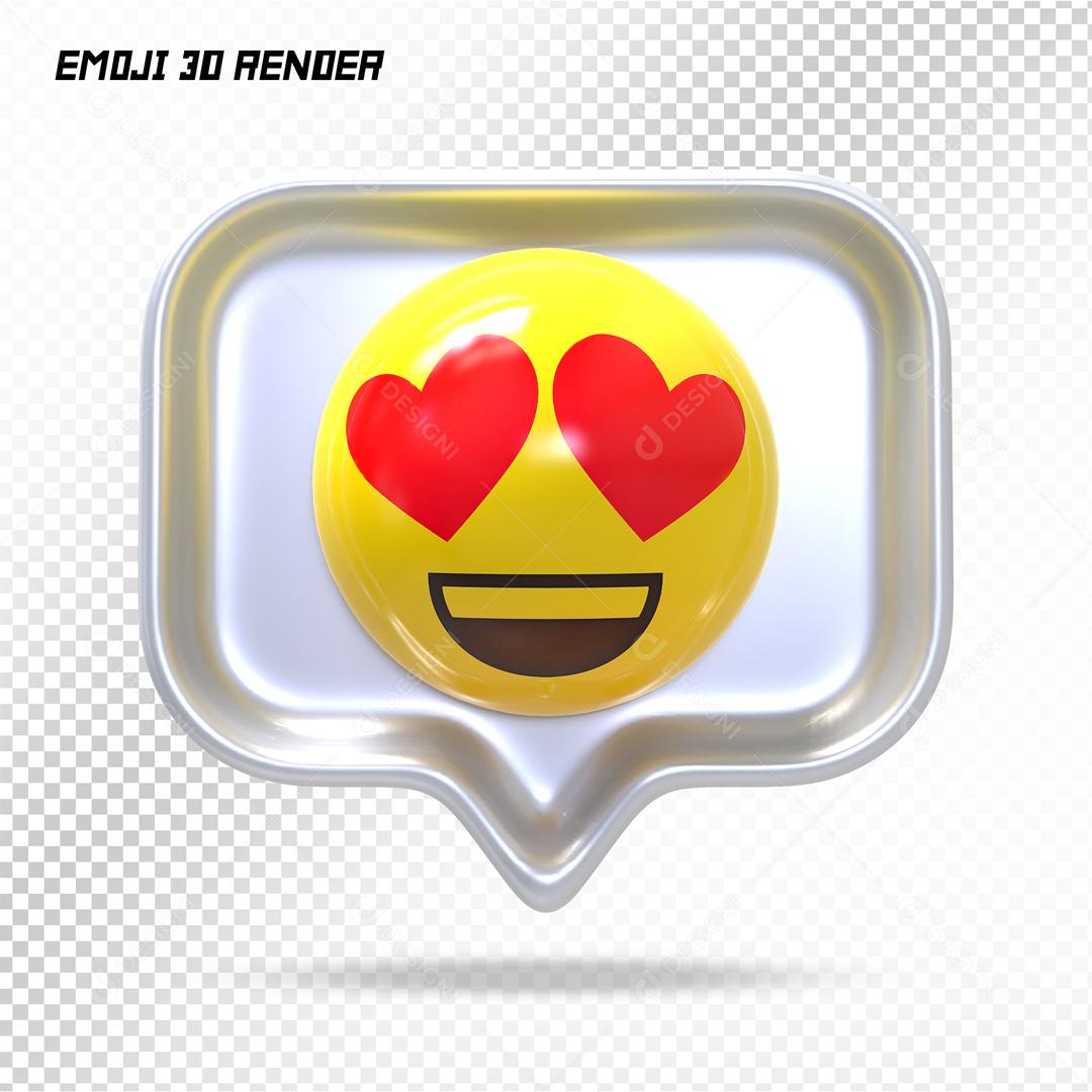 Comentario Emoji Apaixonado Olhos De Coração 3D Elemento Para Composição PSD